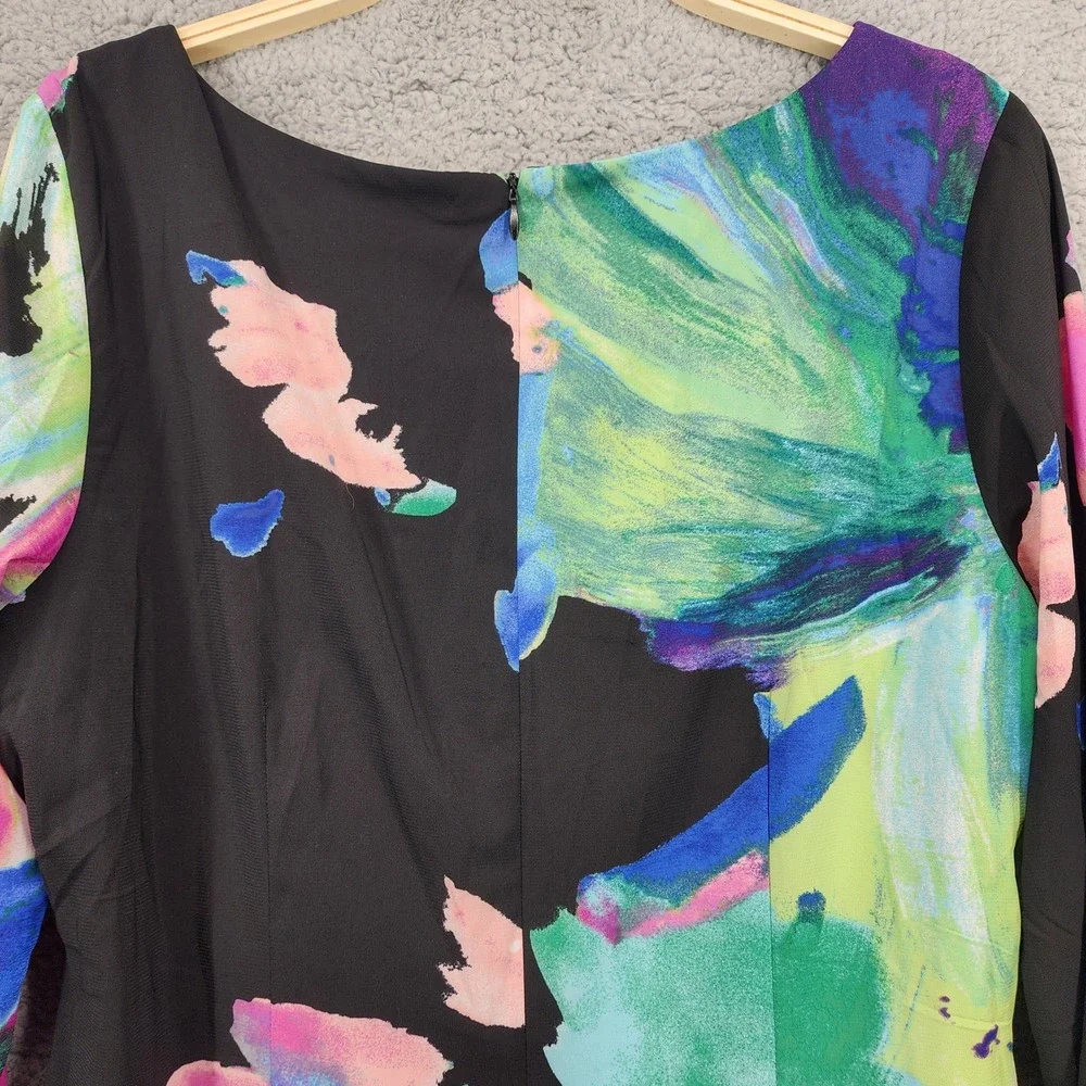 Donna Ricco Size 10 Floral Print Dress Long Sleeve Colorful‎ Party Cocktail - Picture 9 of 16
